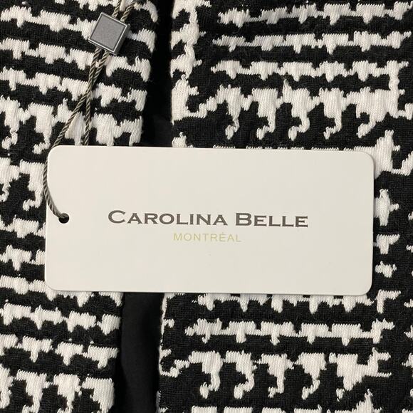 Carolina Belle Long Coat Plaid Houndstooth Classic Women's sz S White Black - Picture 10 of 12